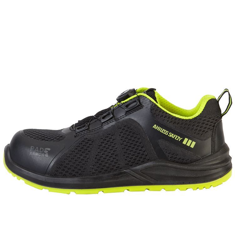 Полуботинки Капер с системой быстрой шнуровки, цв. чёрно-лаймовый, КП,ПУ/ПУ